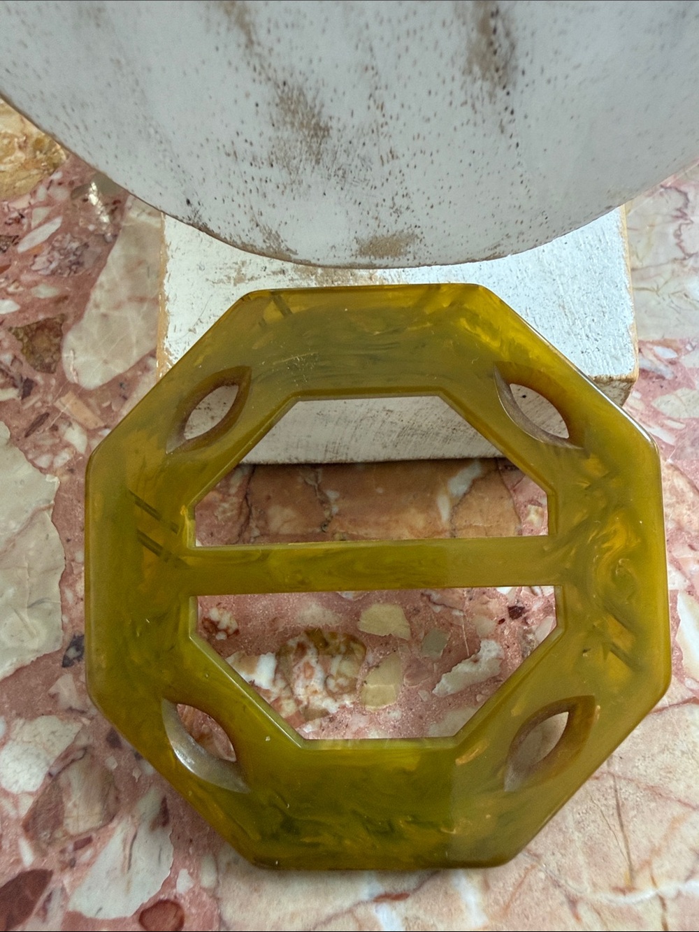 Octagonal Yellow Green Belt Buckle